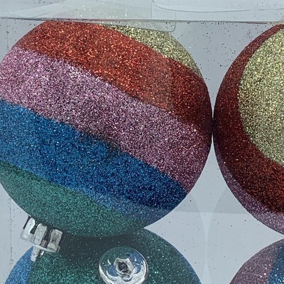 Glitter Ball Striped Christmas Tree Ornaments Multi-color - Picture 2 of 13